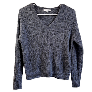 MADEWELL Alpaca Wool Cableknit V-neck Lightweight Pullover